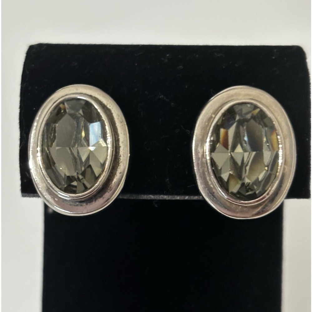Smokey quartz vintage clip on earrings
